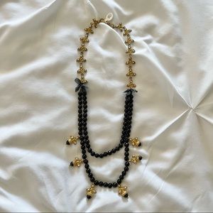 Turkish statement brass and black stone necklace